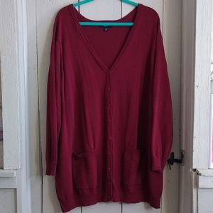 Boyfriend Cardigan by Ellos 22/24 Maroon